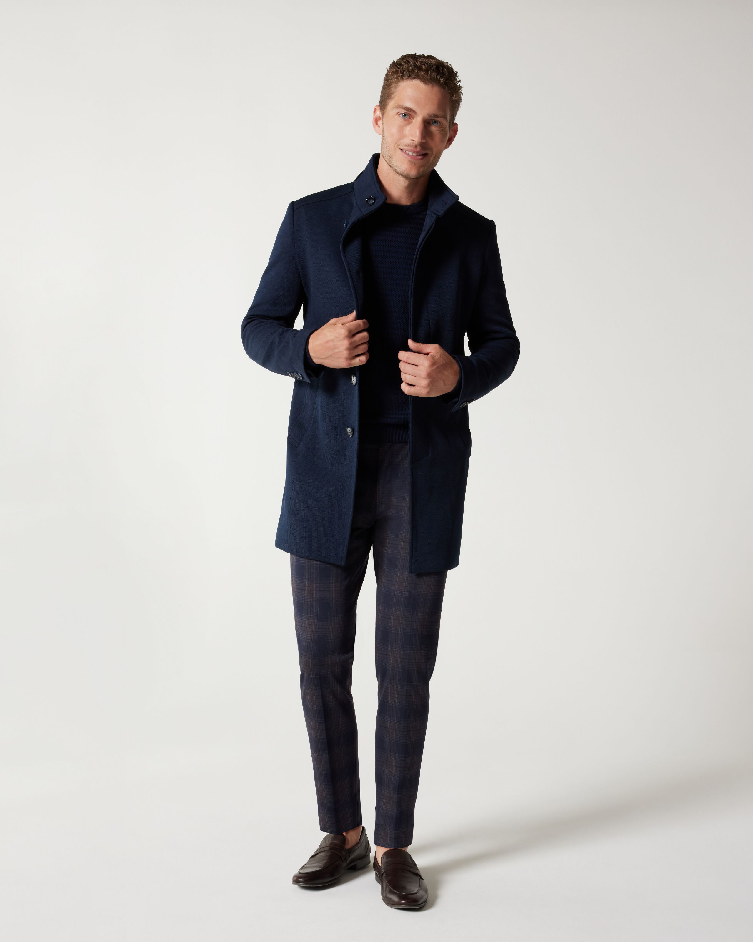 Funnel neck navy coat cheap
